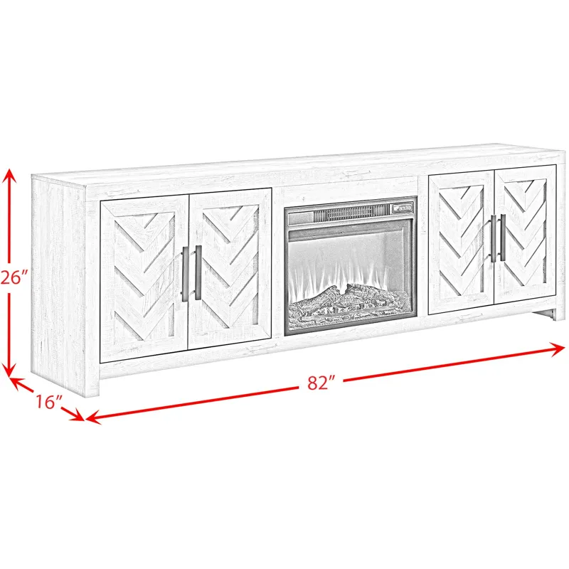 Eleanor KIT - 82" TV Console with Fireplace Insert in White