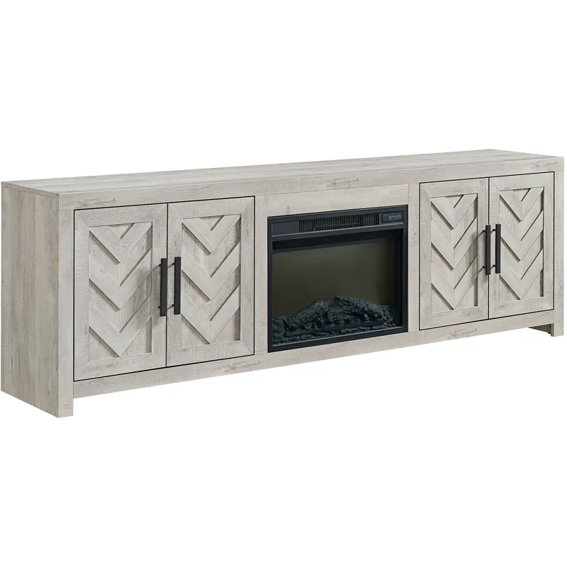 Eleanor KIT - 82" TV Console with Fireplace Insert in White