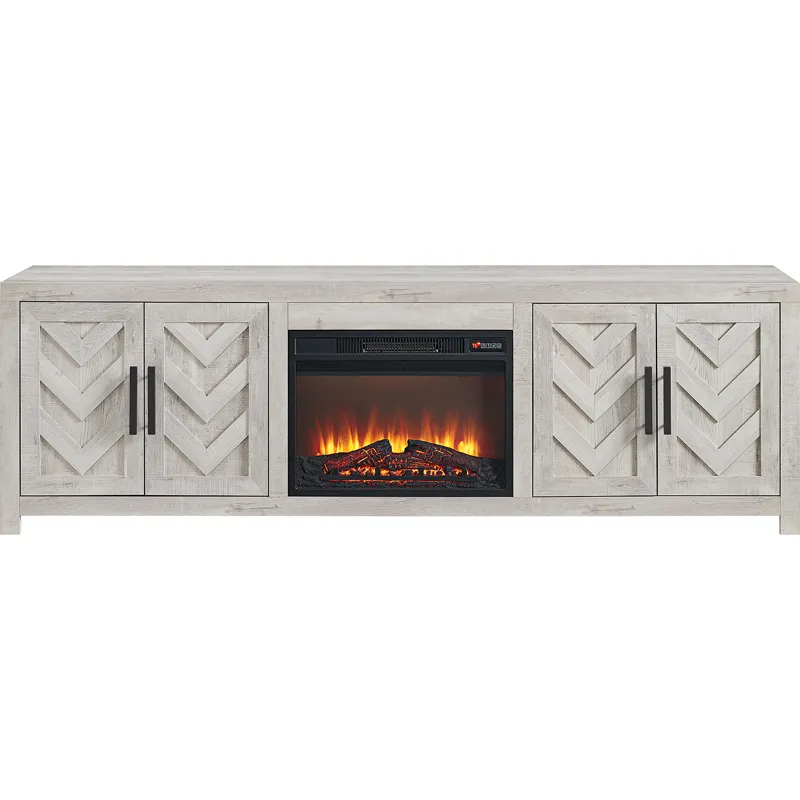 Eleanor KIT - 82" TV Console with Fireplace Insert in White