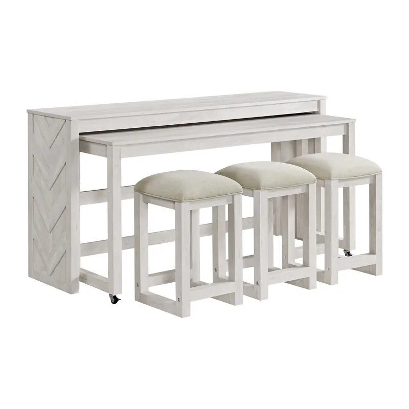 Eleanor Nesting Bar Table Single Pack (2 Tables + 3 Stools) in White