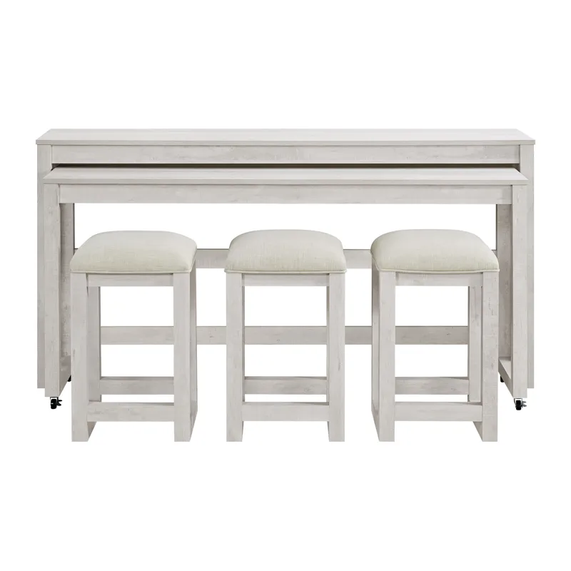 Eleanor Nesting Bar Table Single Pack (2 Tables + 3 Stools) in White