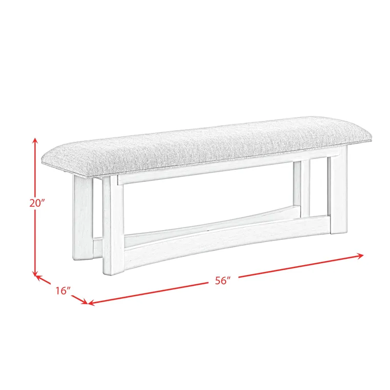 Elma Dining Bench with Blue Fabric in Almond
