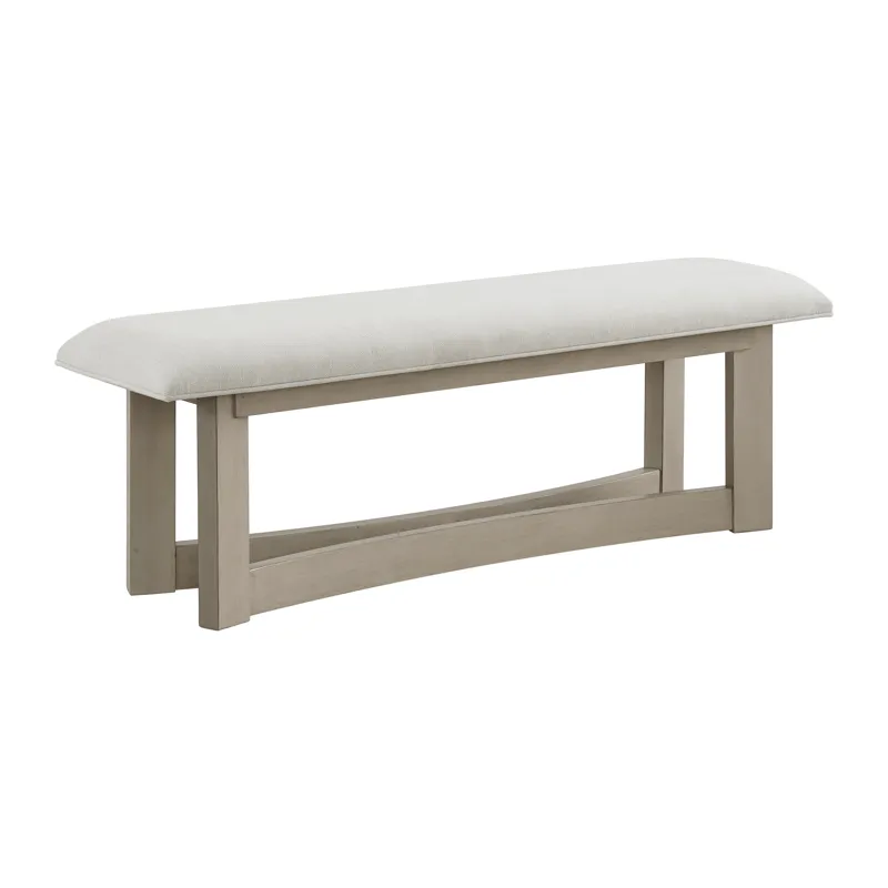 Elma Dining Bench with White Fabric in Almond