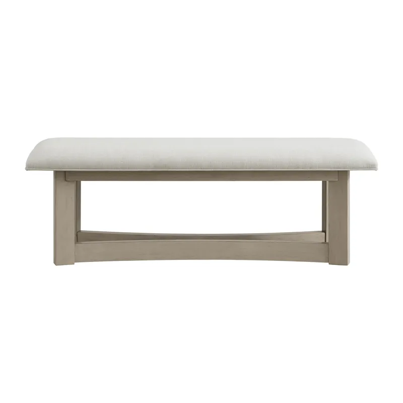 Elma Dining Bench with White Fabric in Almond