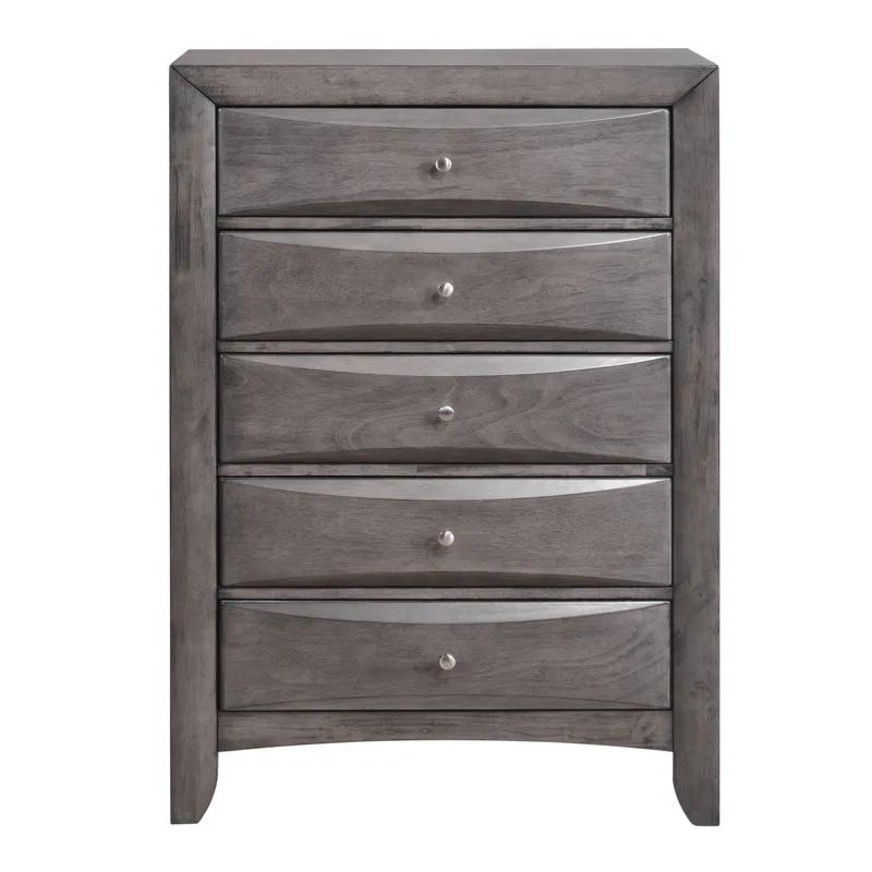Emily Chest Grey 5Drawer (Sturdy)