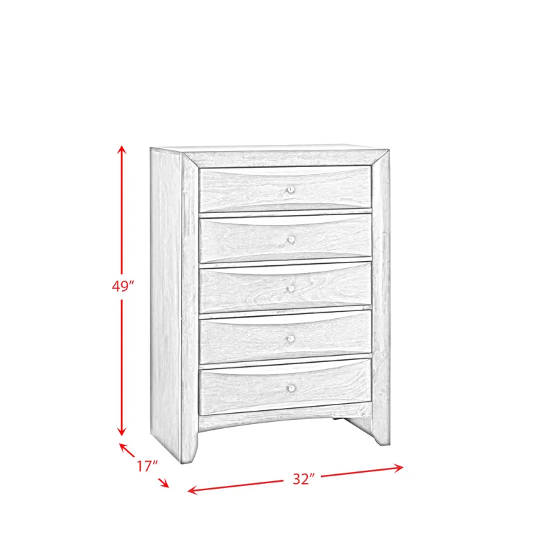 Emily Chest Grey 5Drawer (Sturdy)