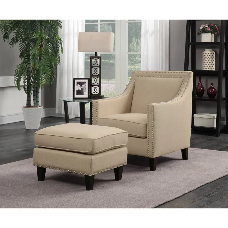 Erica 497 Ottoman W/Chrome Nail Heirloom Natural (ISTA 3)