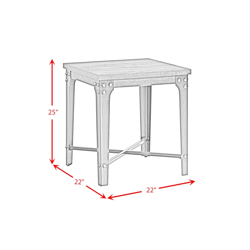 Factory End Table w/Power Box USB Grey