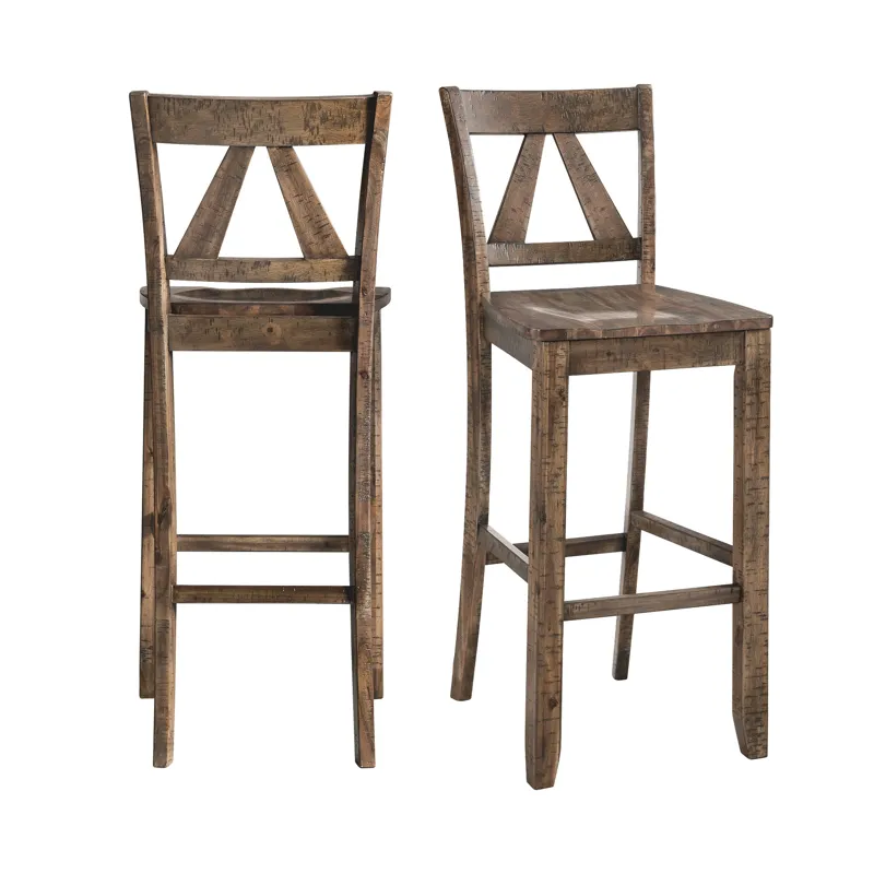 Finn 30\" Bar Slat Back Stool w/Wood Seat (3A Packing) (2 Per Carton)