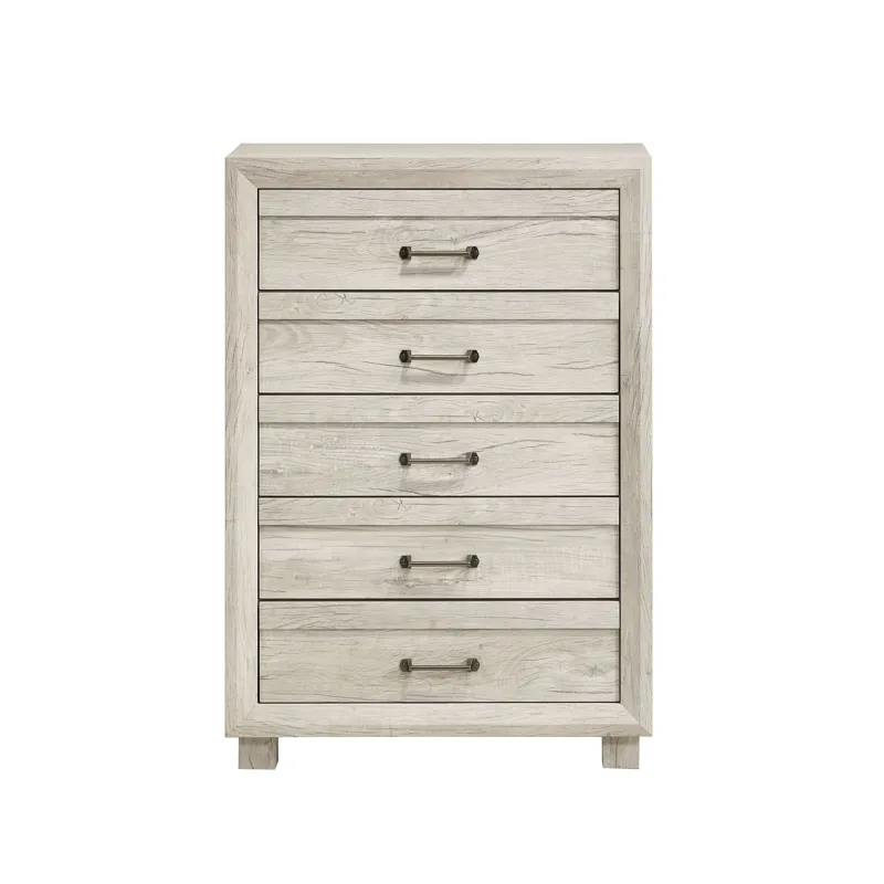Fort Worth 5-Drawer Chest in White (Sturdy Act)