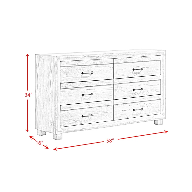 Fort Worth 6-Drawer Dresser in White (Sturdy Act)