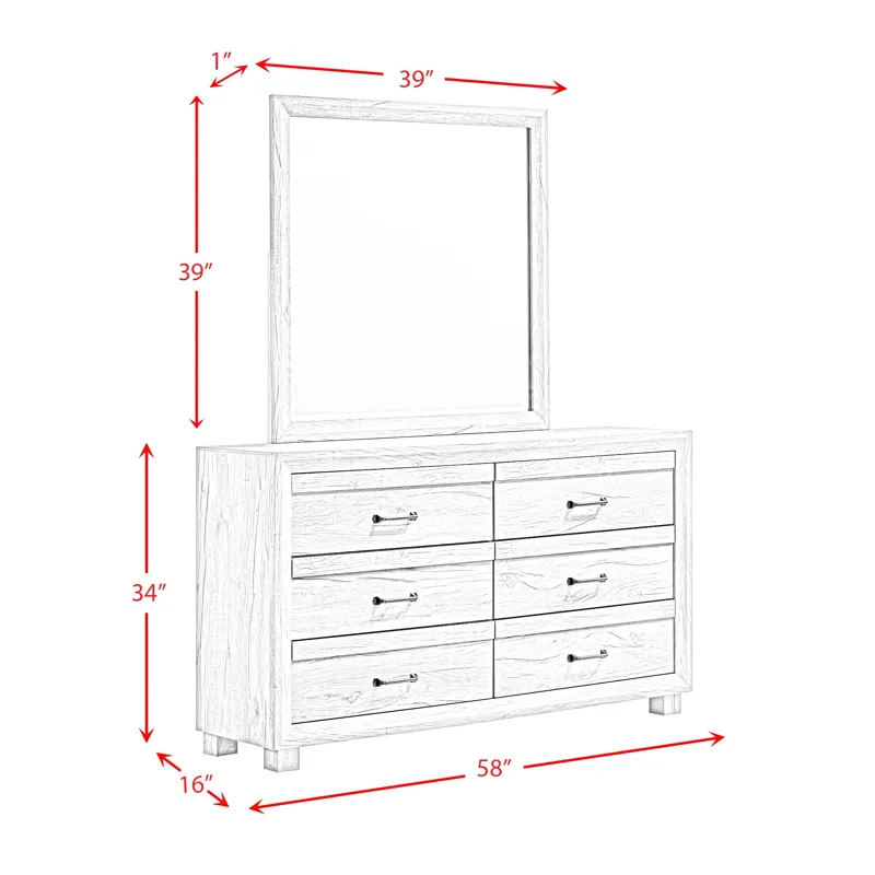 Fort Worth Dresser & Mirror Set in White
