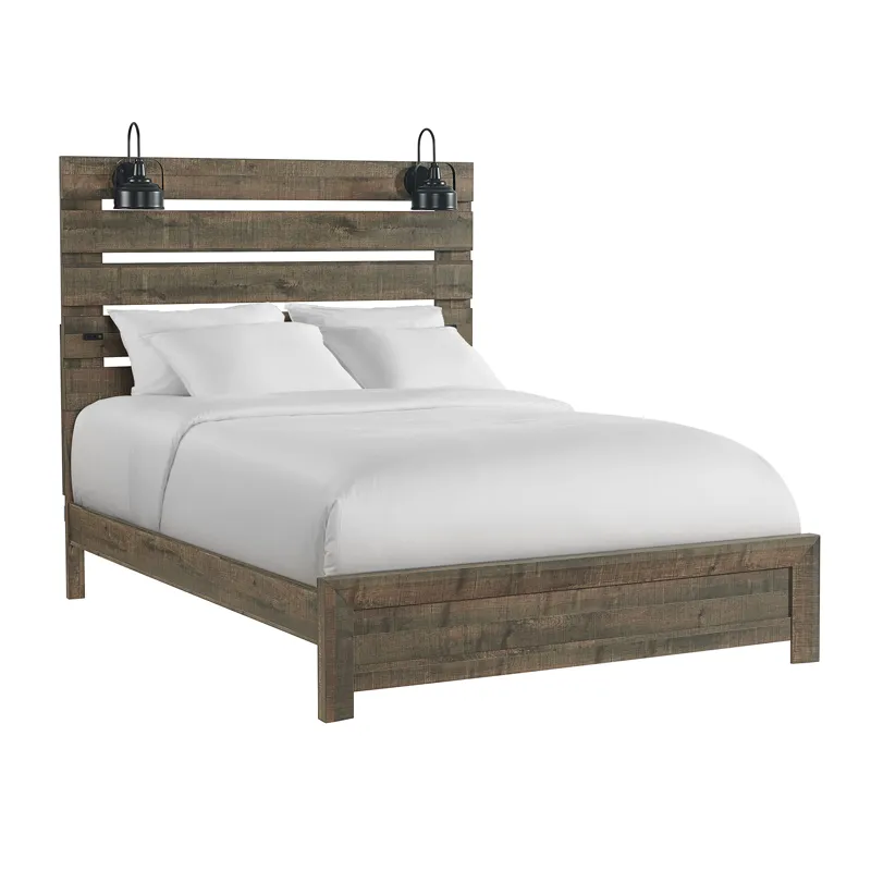 Fort Worth Full Bed with Lights & USB in Brown