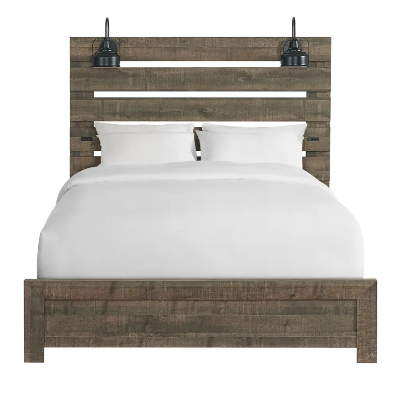 Fort Worth Full Bed with Lights & USB in Brown
