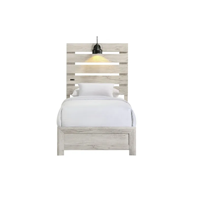 Fort Worth Twin Bed with Lights & USB in White