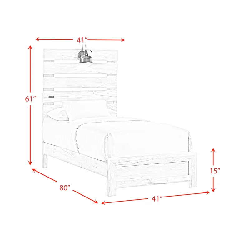 Fort Worth Twin Bed with Lights & USB in White