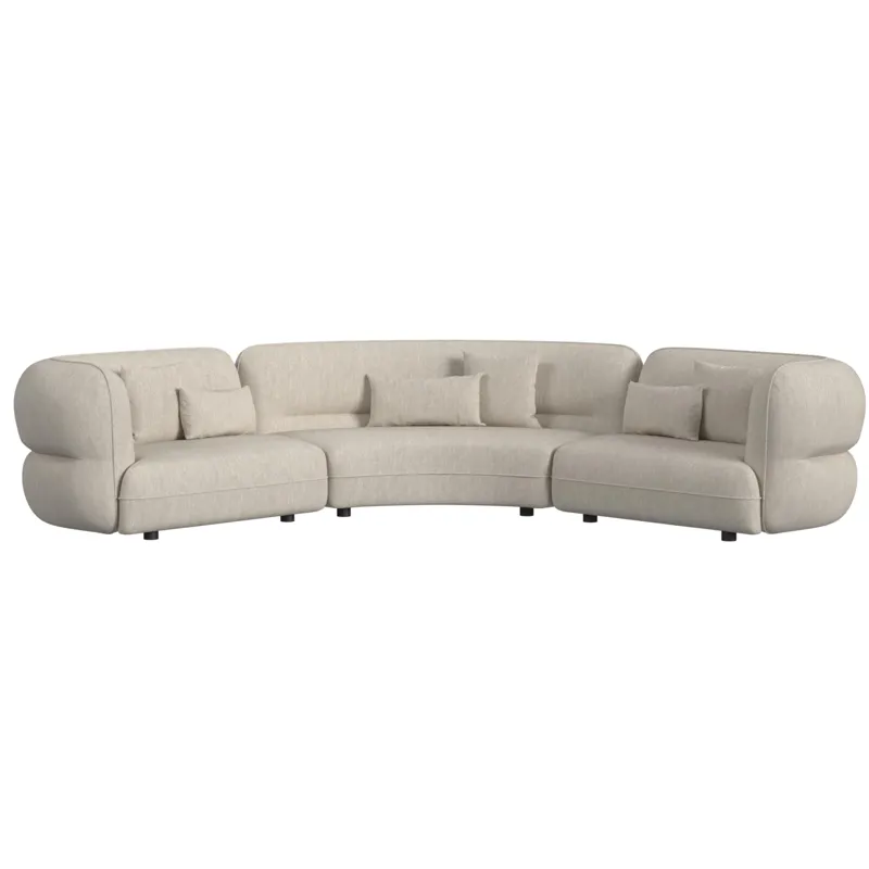 Four Seasons Sectional Set in Woolen Camel with 6 Pillows