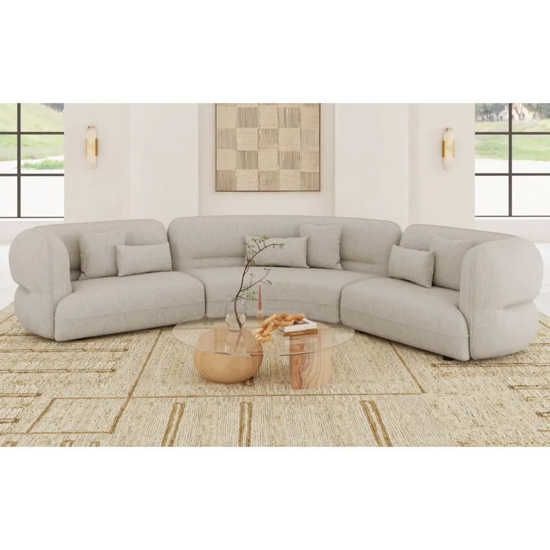 Four Seasons Sectional Set in Woolen Camel with 6 Pillows