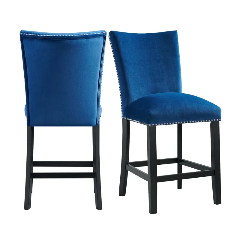 Francesca Counter Dining Blue Counter Velvet Side Chair (2 Per Pack)