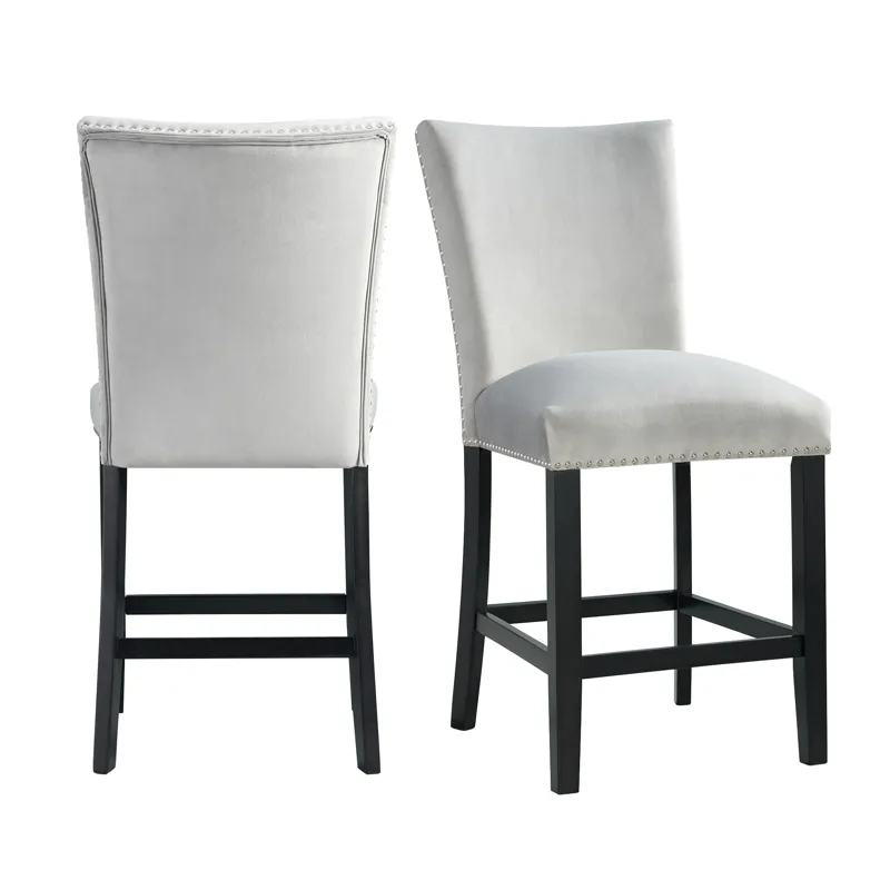 Francesca Counter Dining Gray Counter Velvet Side Chair (2 Per Pack)