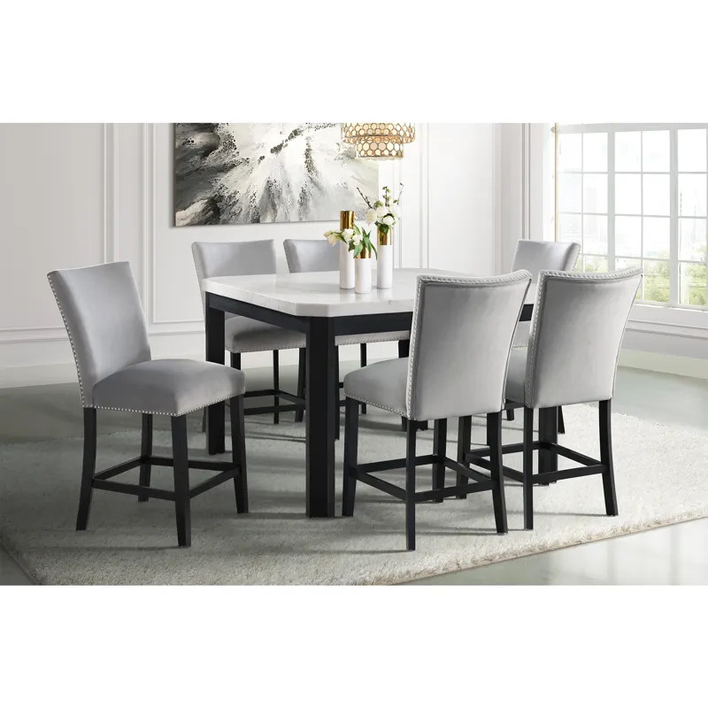 Francesca Counter Dining Gray Counter Velvet Side Chair (2 Per Pack)