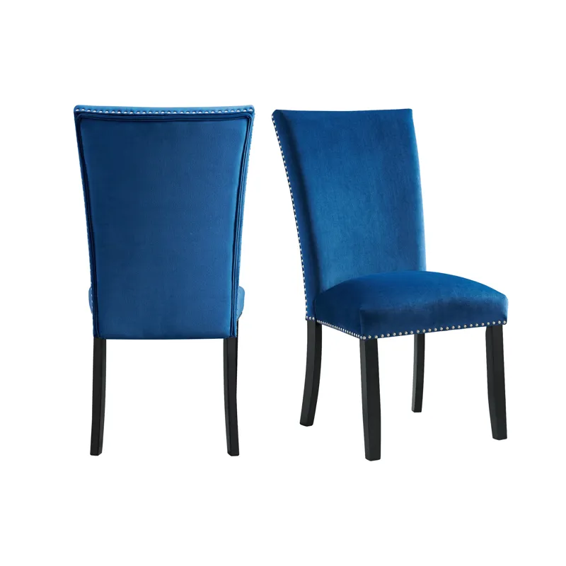 Francesca Rectangular Dining Blue Velvet Side Chair (2 Per Pack)