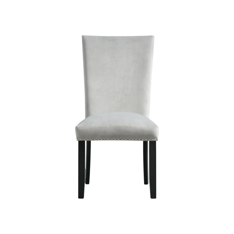 Francesca Rectangular Dining Grey Velvet Side Chair W/ Nailhead Trim (2 Per Pack)