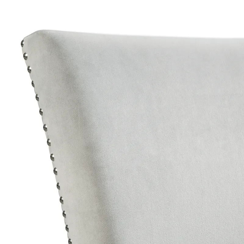 Francesca Rectangular Dining Grey Velvet Side Chair W/ Nailhead Trim (2 Per Pack)