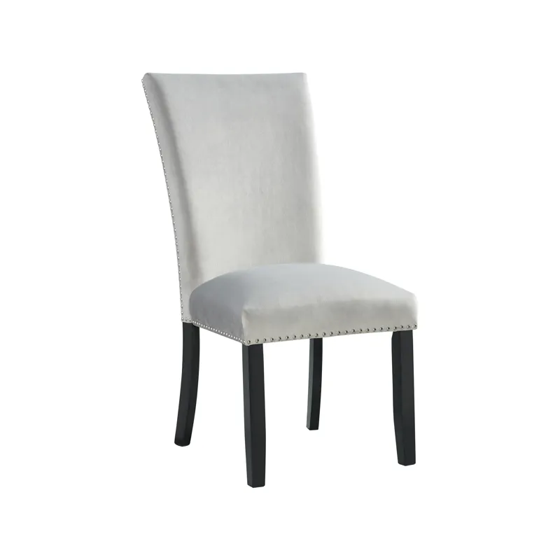 Francesca Rectangular Dining Grey Velvet Side Chair W/ Nailhead Trim (2 Per Pack)