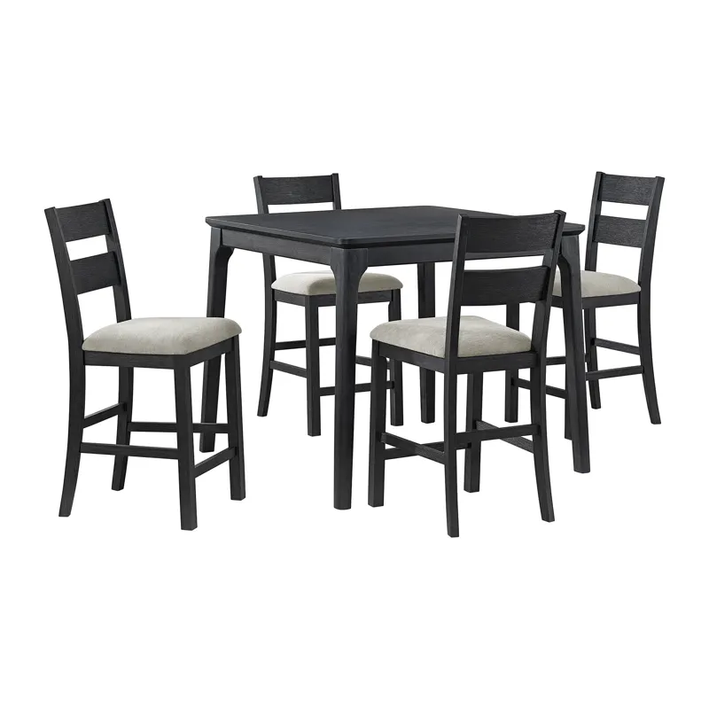 Garcia 5PC Counter Set with Table and 4 Chairs in Black