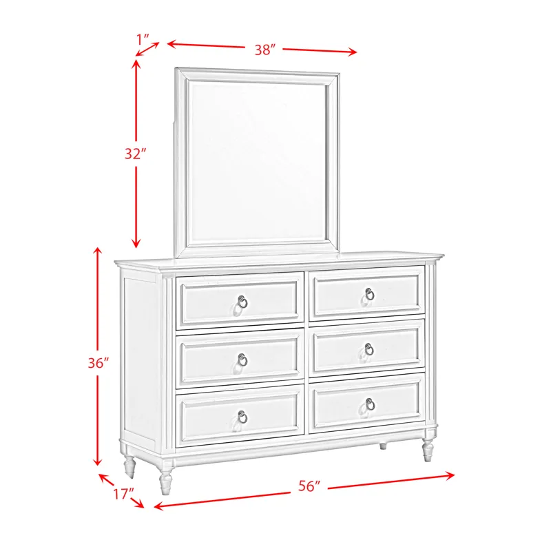 Gianna 6-Drawer Dresser and Mirror Set