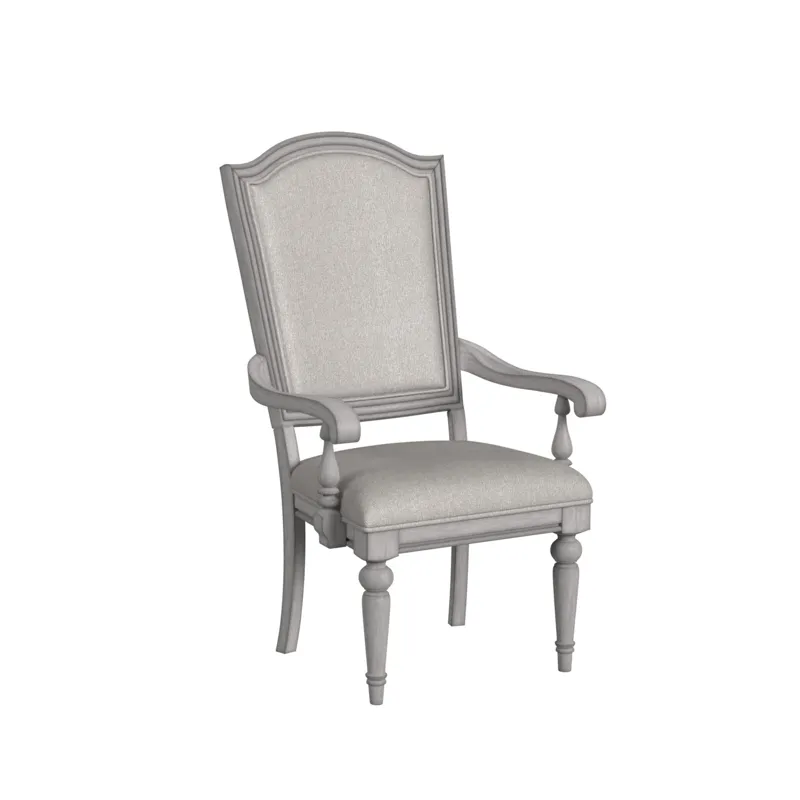 Glenmore Dining Arm Chair with Light Brown Fabric in Aged Grey (2 Per Carton)