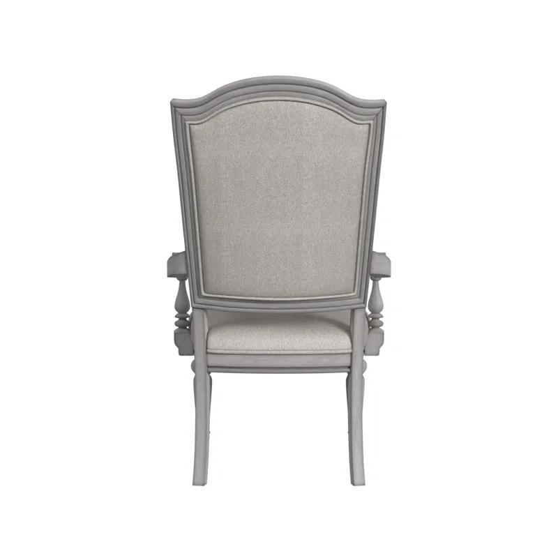 Glenmore Dining Arm Chair with Light Brown Fabric in Aged Grey (2 Per Carton)
