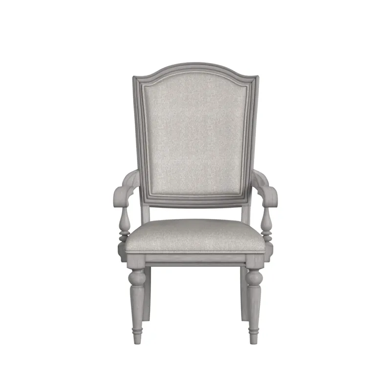 Glenmore Dining Arm Chair with Light Brown Fabric in Aged Grey (2 Per Carton)