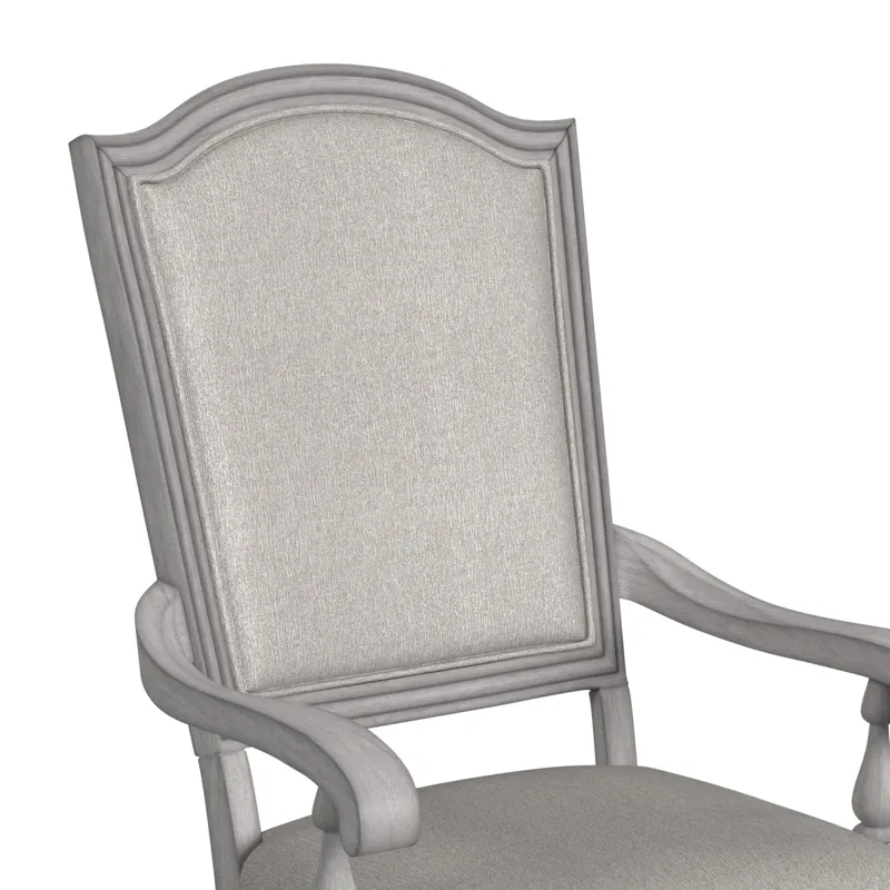 Glenmore Dining Arm Chair with Light Brown Fabric in Aged Grey (2 Per Carton)