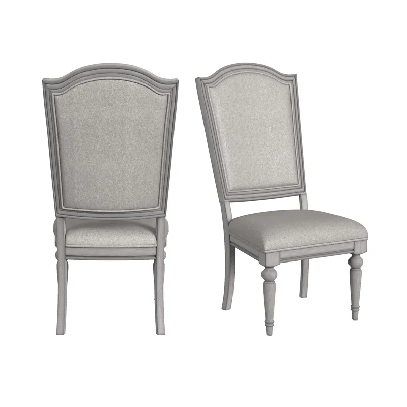 Glenmore Dining Side Chair with Light Brown Fabric in Aged Grey (2 Per Carton)