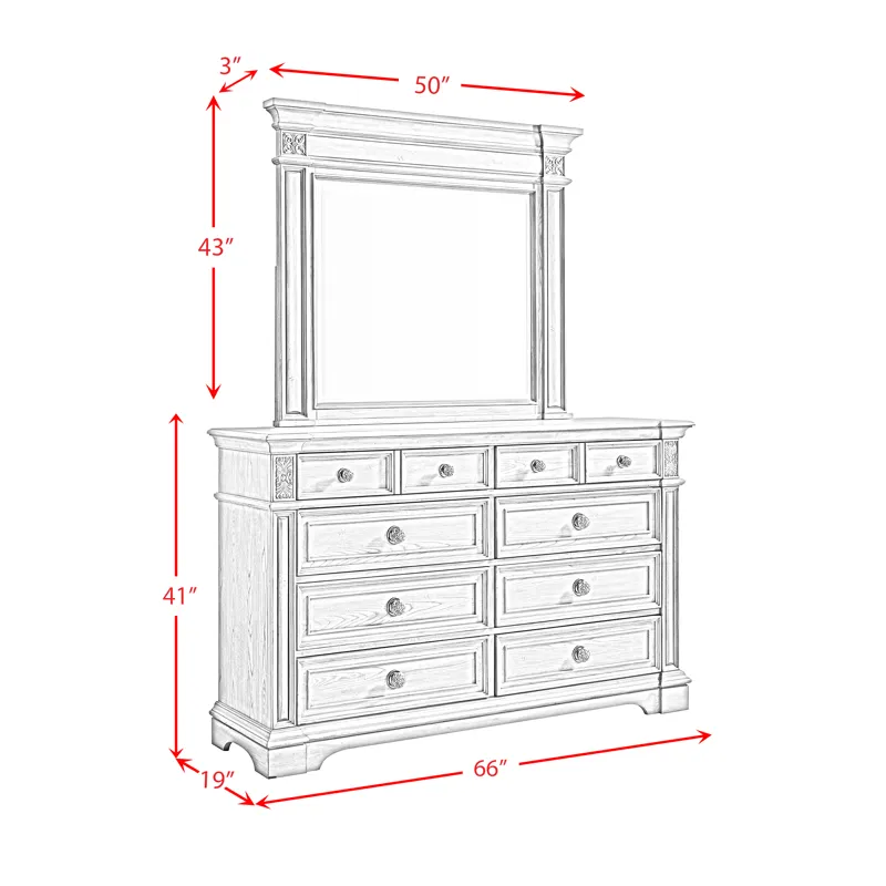 Glenmore Dresser and Mirror Set in Aged Grey