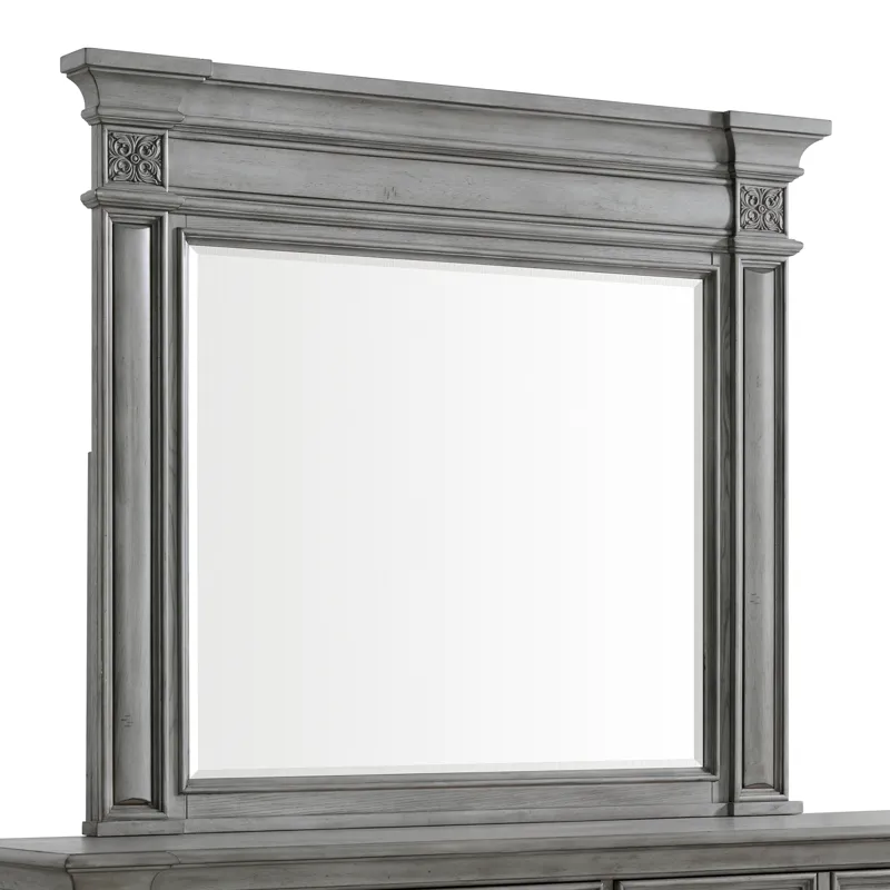 Glenmore Dresser and Mirror Set in Aged Grey