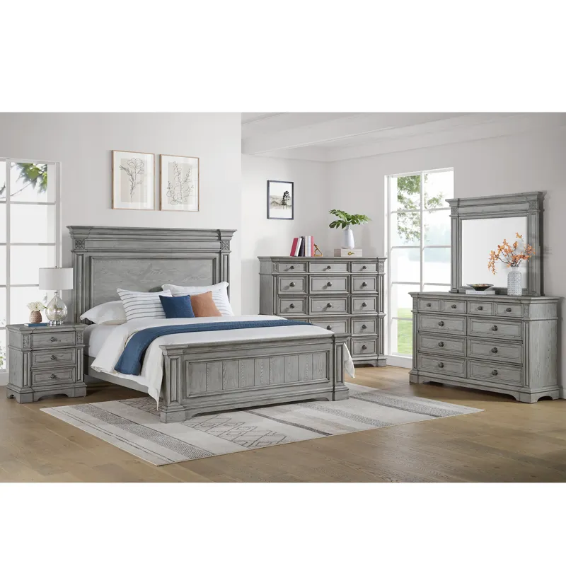 Glenmore Queen Panel Bed in Aged Grey