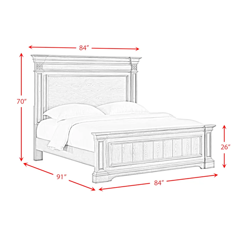 Glenmore King Panel Bed in Aged Grey