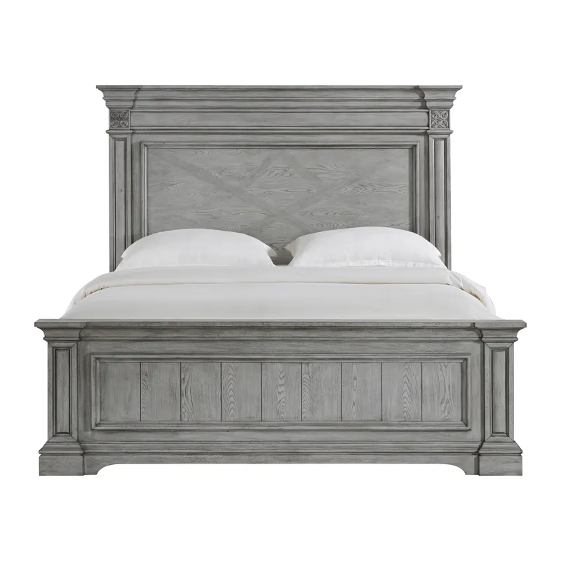 Glenmore King Panel Bed in Aged Grey