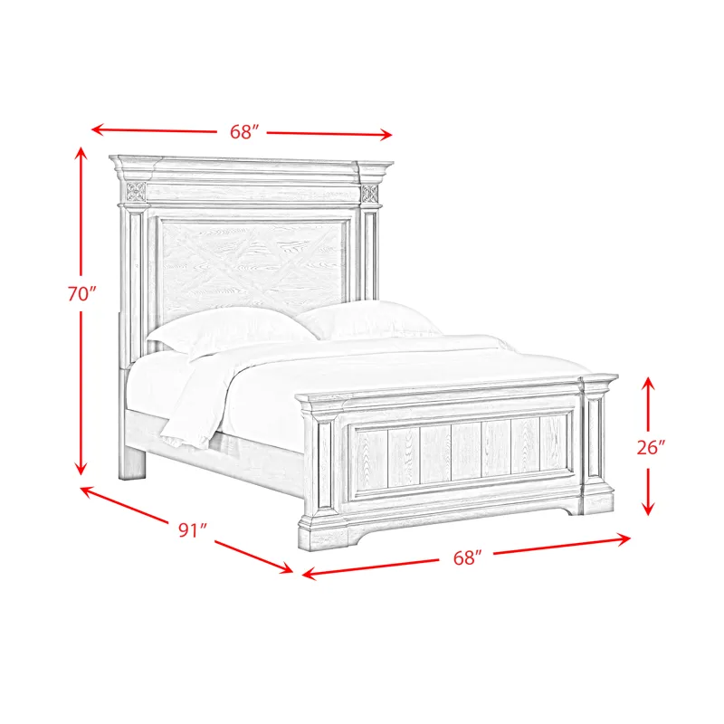 Glenmore Queen Panel Bed in Aged Grey