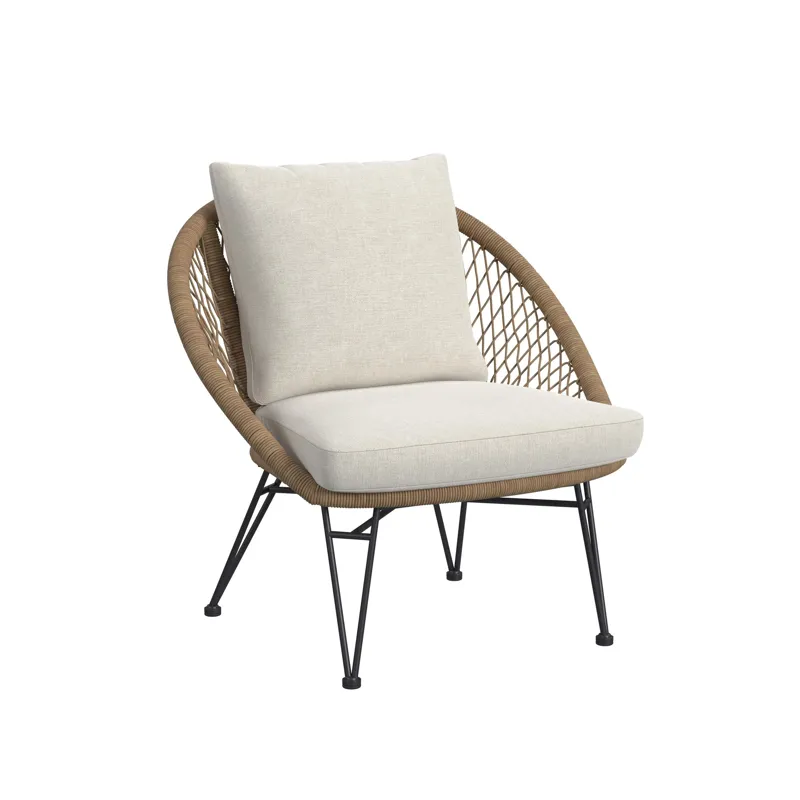 Grace Outdoor Seating 4PC Set - Black, Natural and Olefin Beige