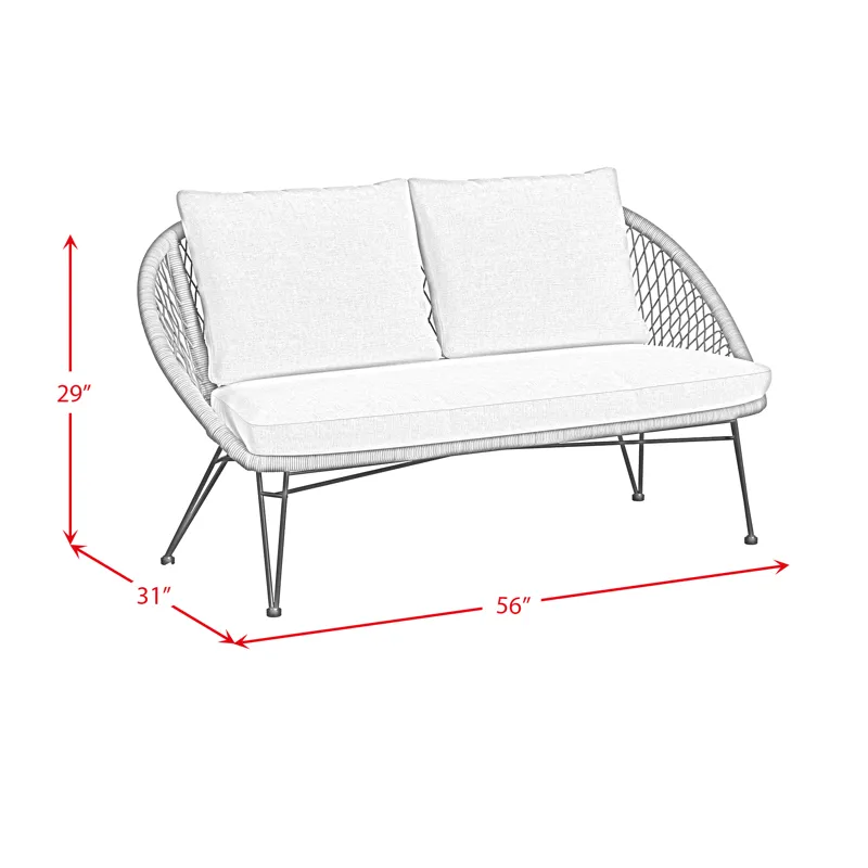 Grace Outdoor Seating 4PC Set - Black, Natural and Olefin Beige