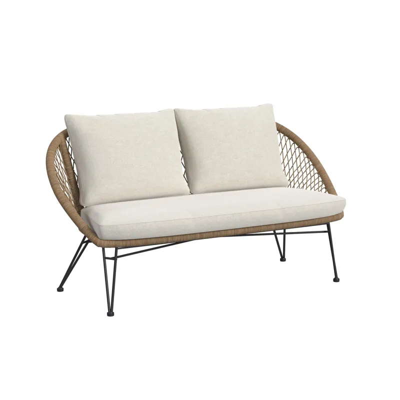 Grace Outdoor Seating 4PC Set - Black, Natural and Olefin Beige