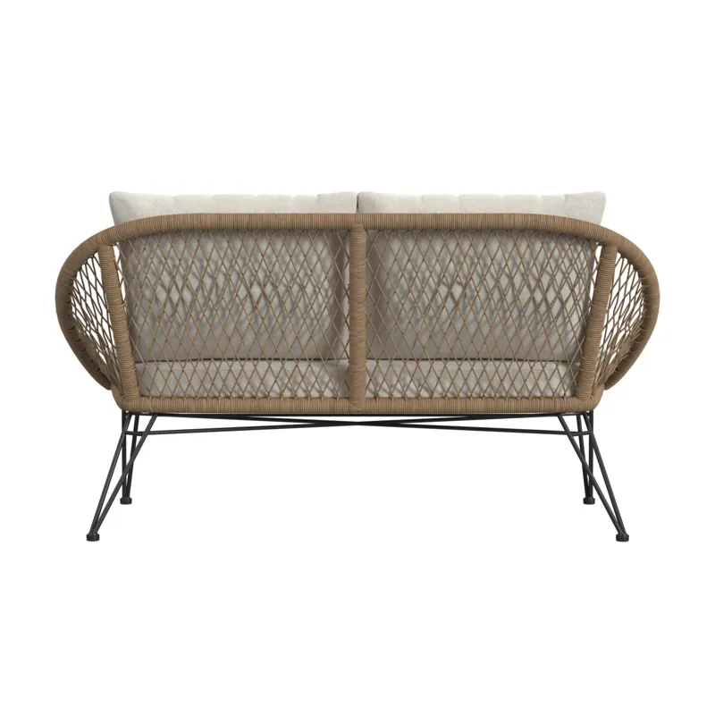 Grace Outdoor Seating 4PC Set - Black, Natural and Olefin Beige