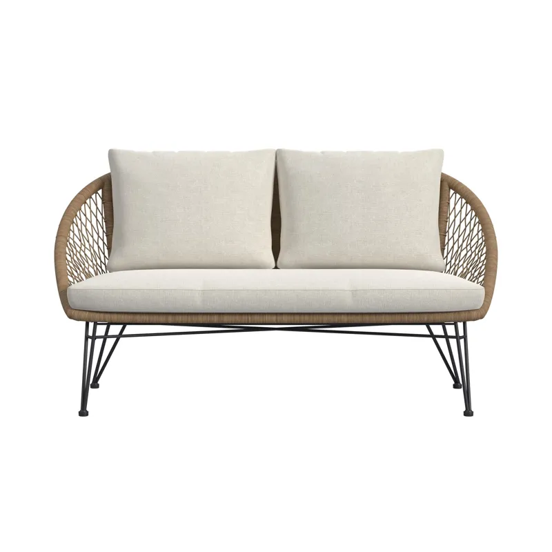 Grace Outdoor Seating 4PC Set - Black, Natural and Olefin Beige