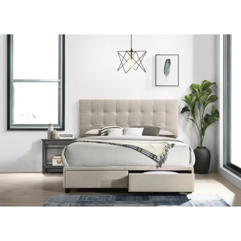 Hacienda Queen Storage Bed W/Tacoma Oak White CM 001