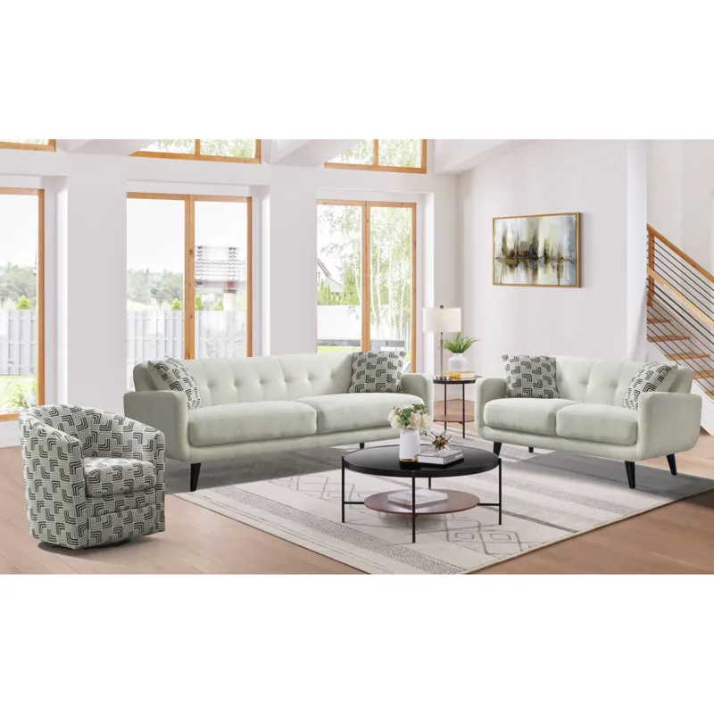 Hadley II Loveseat in Debussy Ecru with 2 Pillows