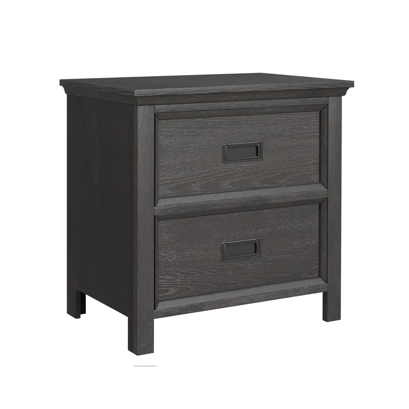Hampton Kids 2-Drawer Nightstand with USB in Charcoal
